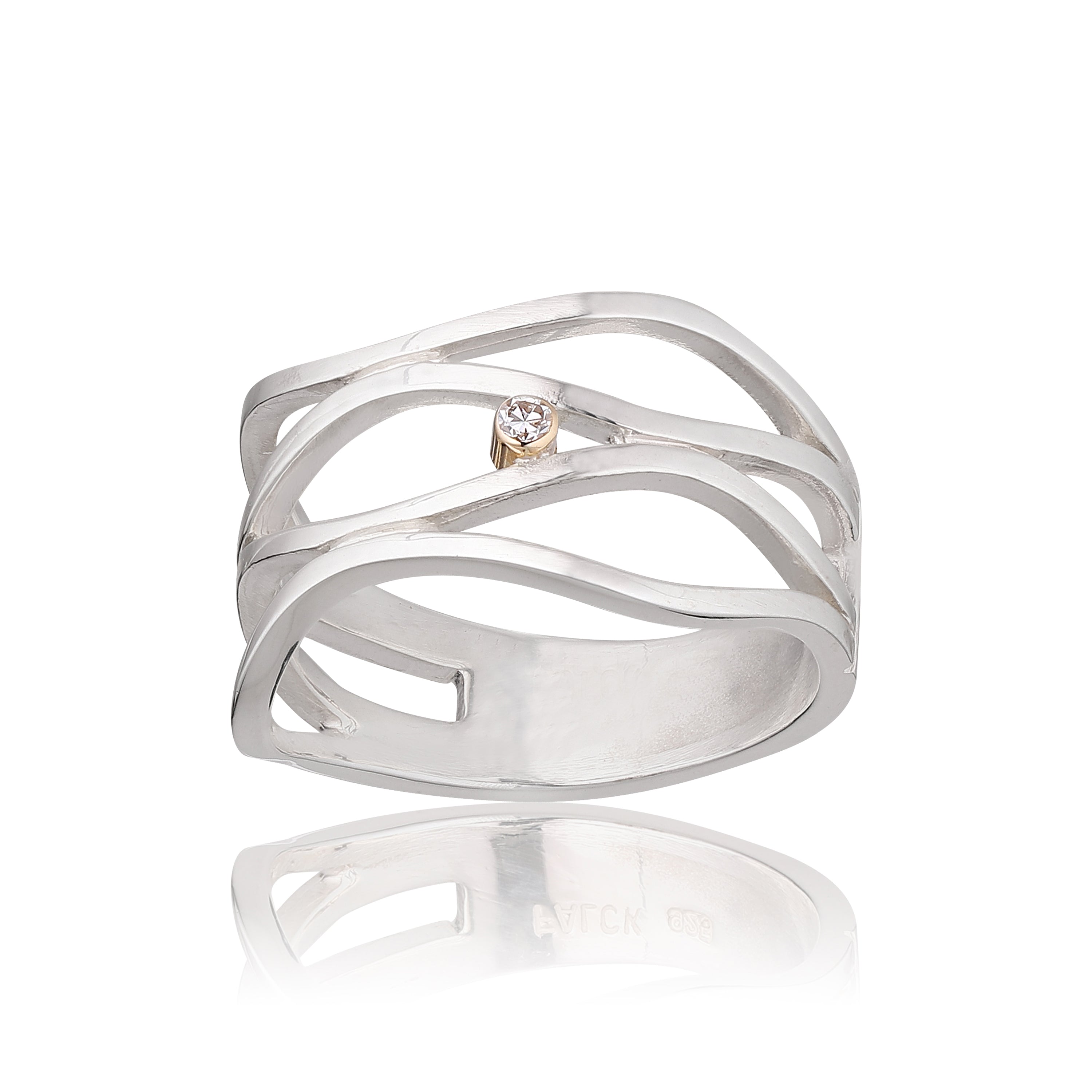 Sato Classic enkel nordisk designet sølv ring med diamant.