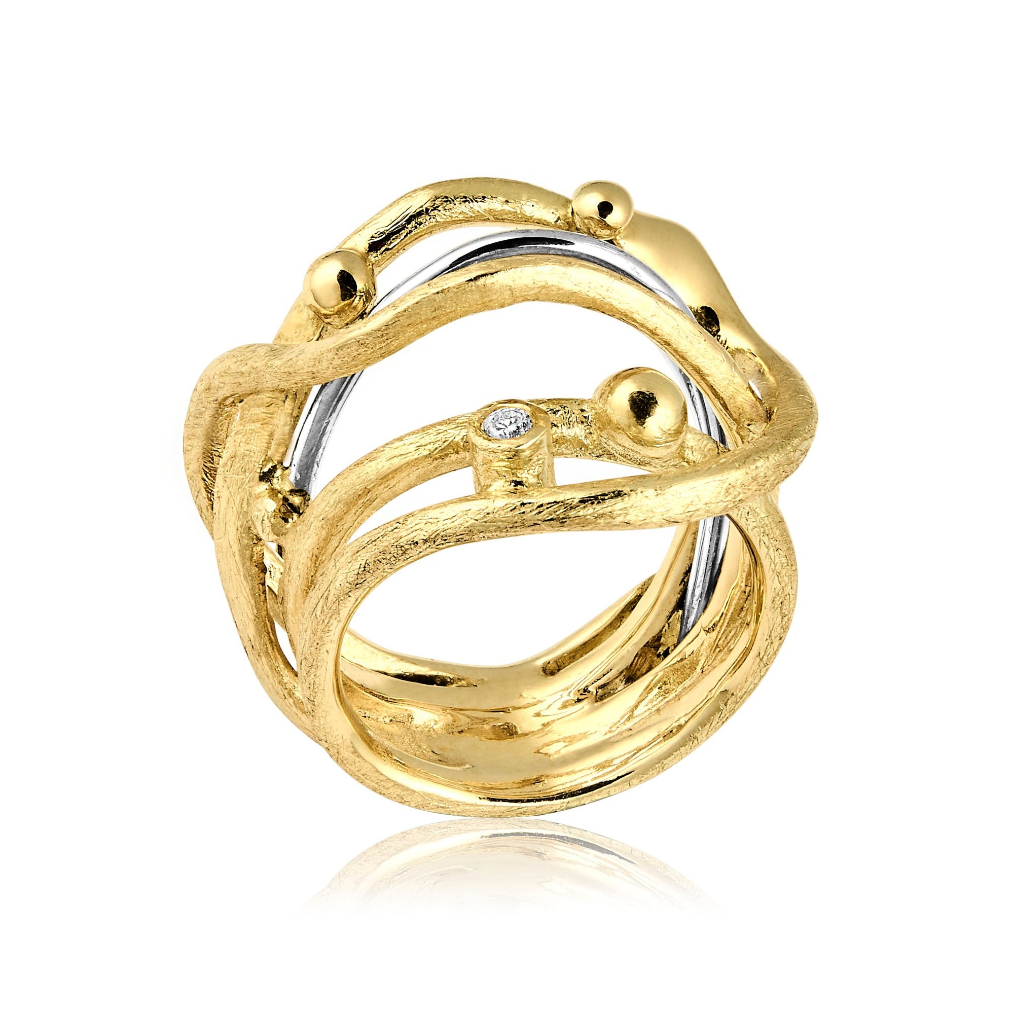 Nami Grand overdådig guld ring med hvidguld og diamanter.