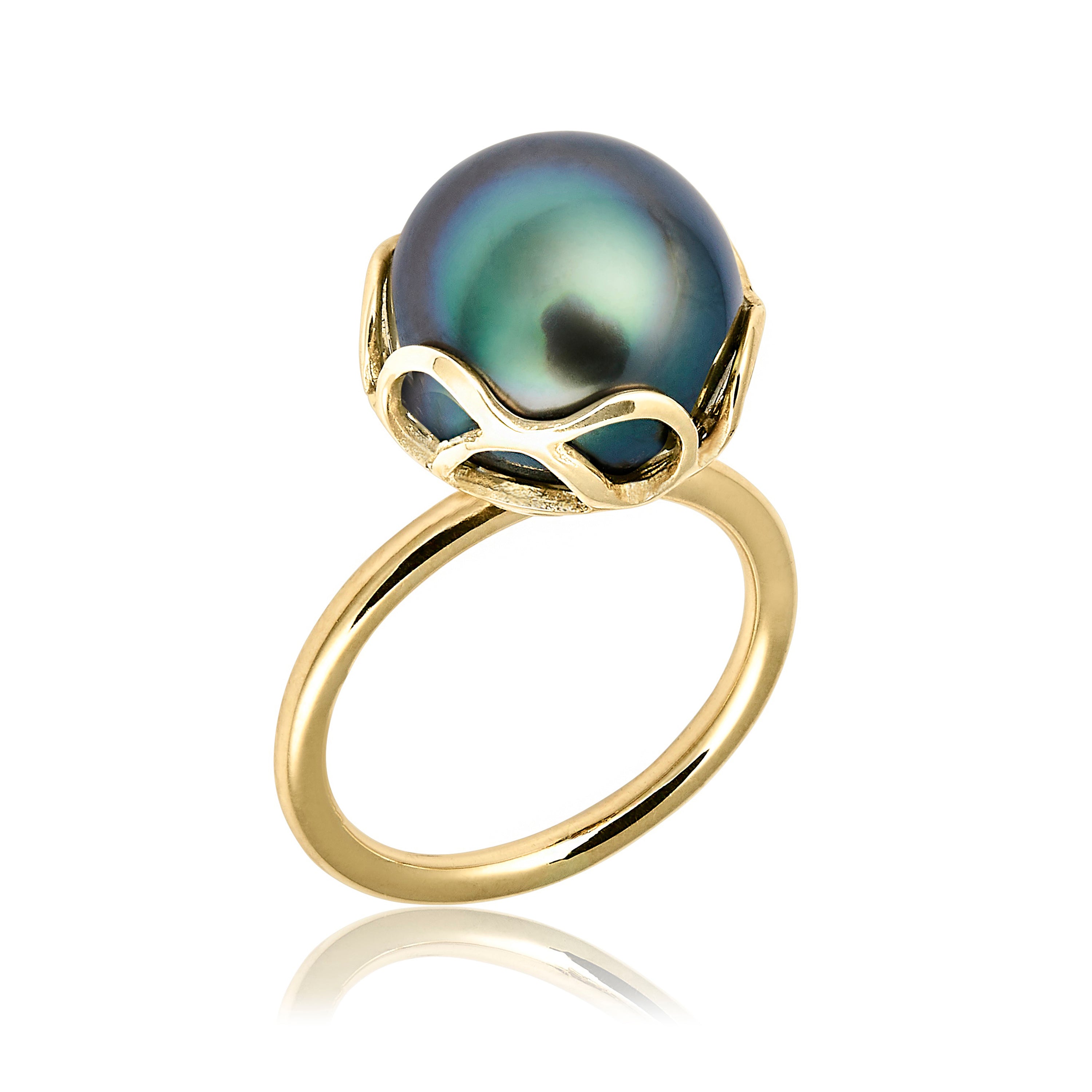 Obi Luxe tidsløs Tahiti perle ring i guld.