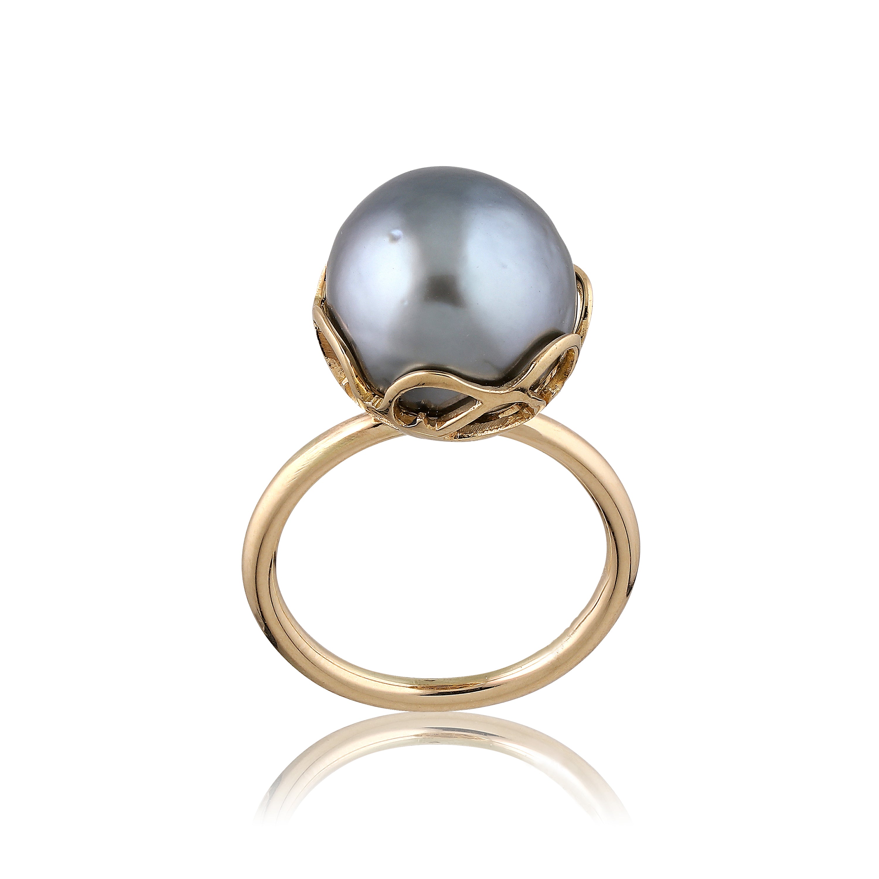 Obi Luxe tidsløs Tahiti perle ring i guld.
