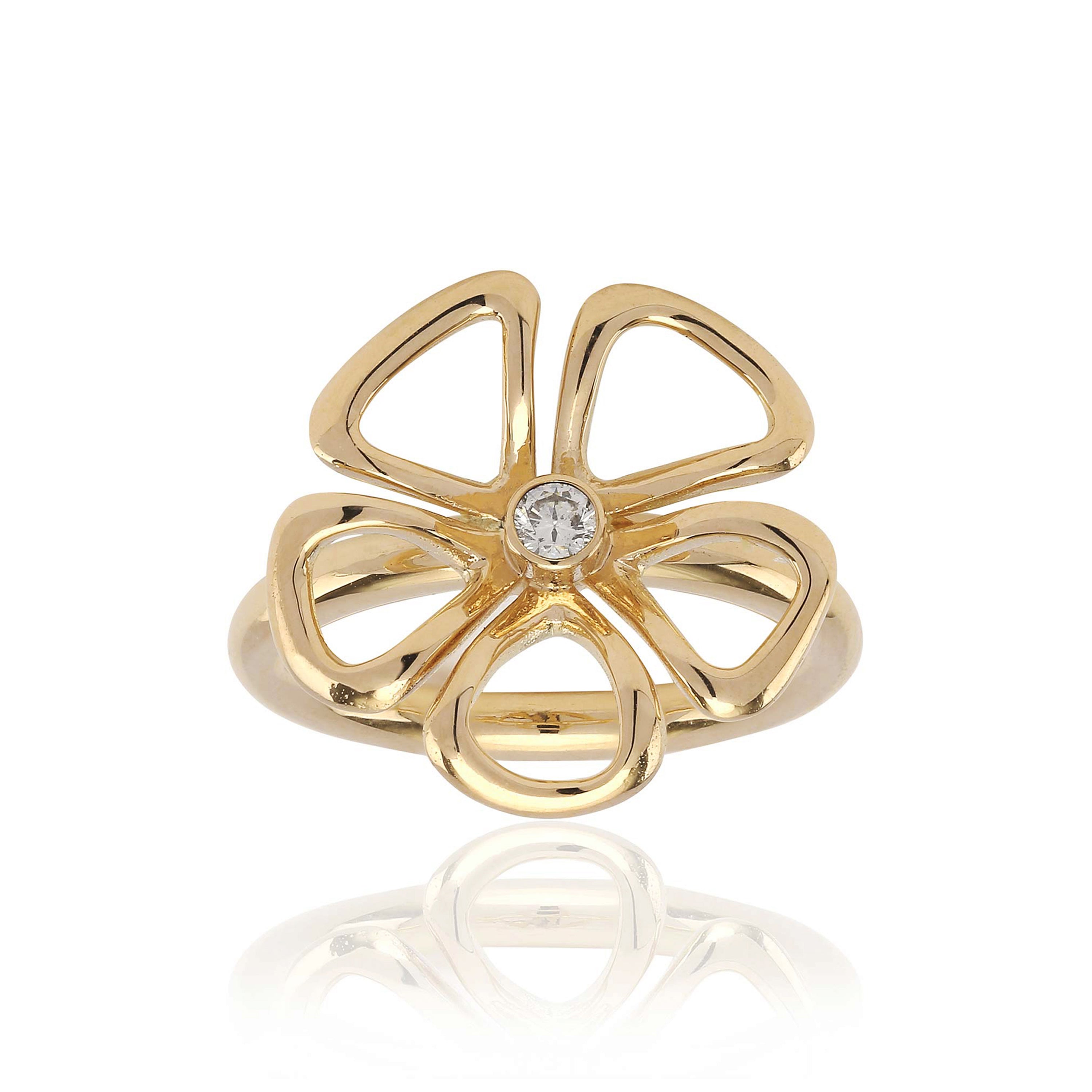 Hannako Elegans strålende guld ring med diamant.