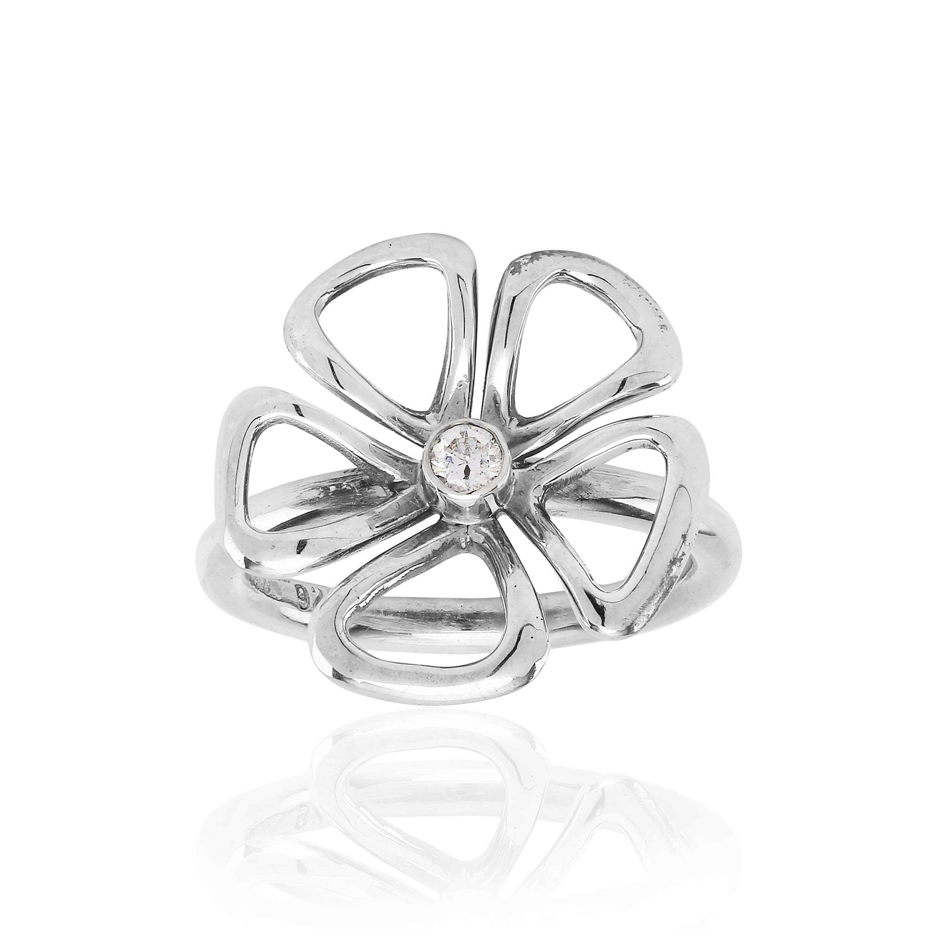 Hanako Elegans smuk sølv ring med champagnefarvet diamant.