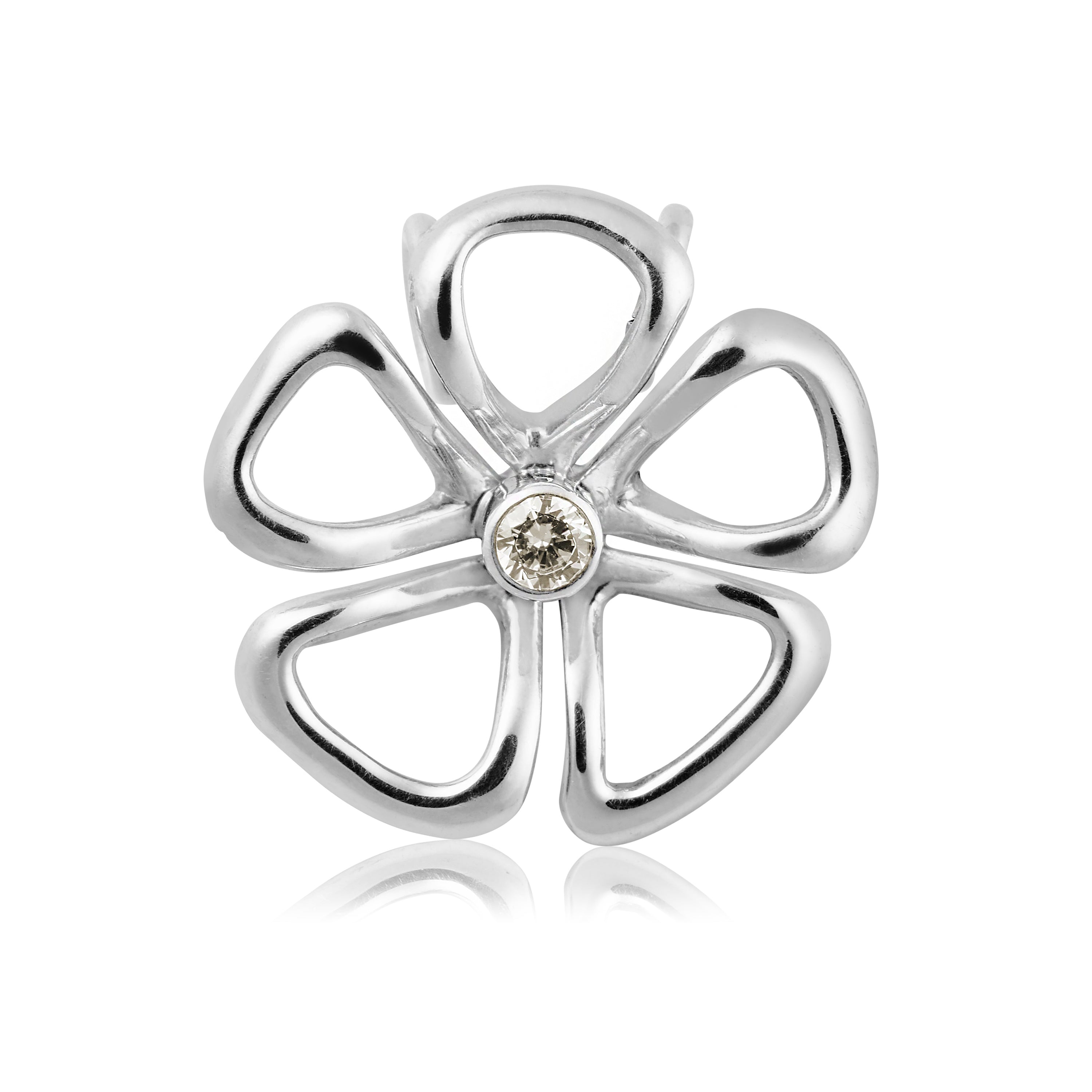 Hanako Elegance Refined silver pendant with a champagne colored diamond.
