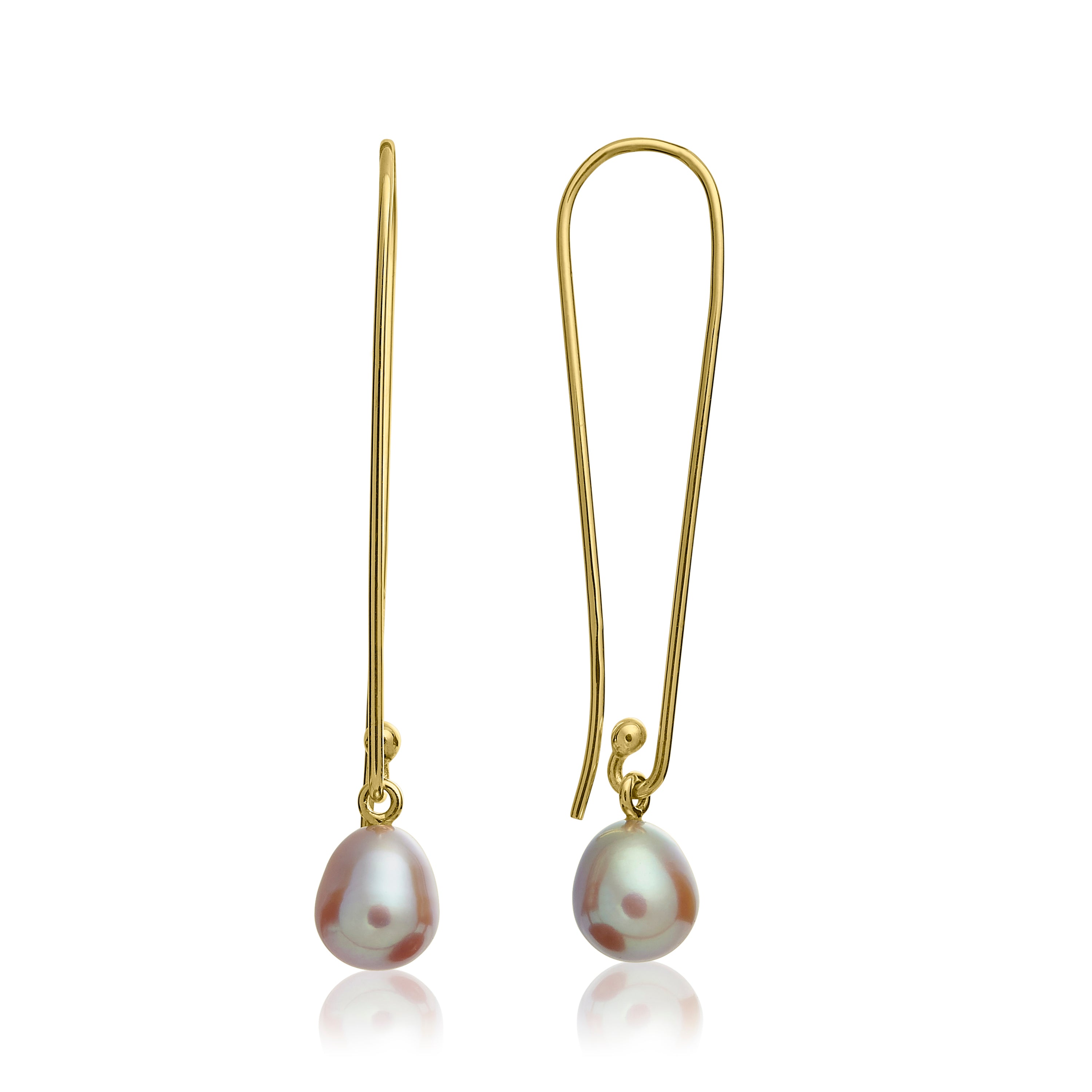 Brima Luxe Tidlösa guld örhängen med rosa pärlor.
