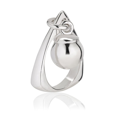 Obi Mobile Elegant silver ring with ball charm.
