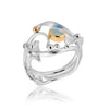 Kairy Passion Wonderful organic silver ring with moonstone and gold.