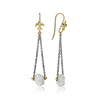 Hanako Lily Petit Tidösa gold earrings with Keshi pearls and black silver.