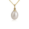 Obi Lucet Radiant gold pendant with a white pearl and diamond.