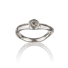 Nami Mature Rustic handmade silver ring with champagne colored diamond.